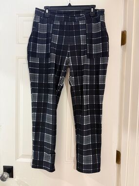 Blackmilk Black & White Plaid Tapered Cuffed Pants